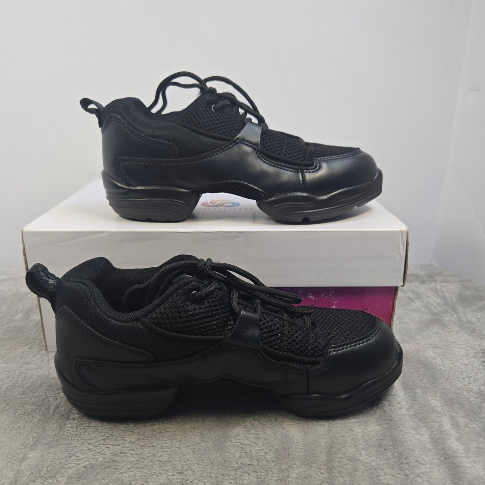 Capezio DS11 Fierce Dansneaker Black Split Sole Dance Shoes Womens 7 DS11 Black - Picture 2 of 7